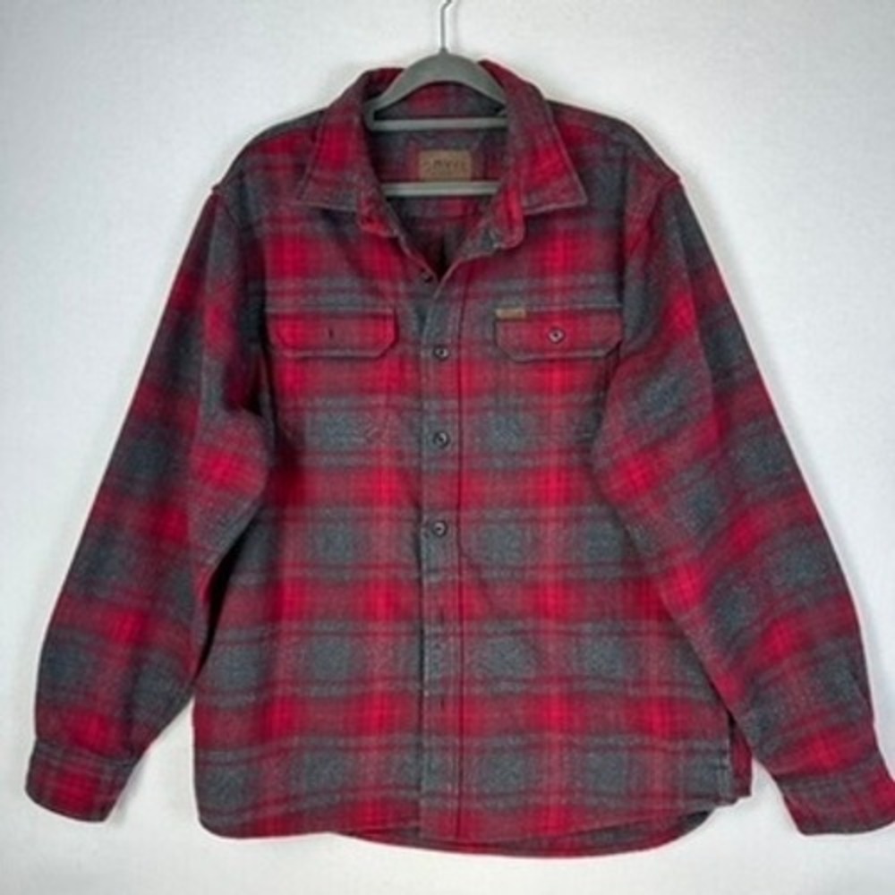 ORVIS Mens Large Plaid Flannel Long Sleeve Button Up Shirt Red Gray